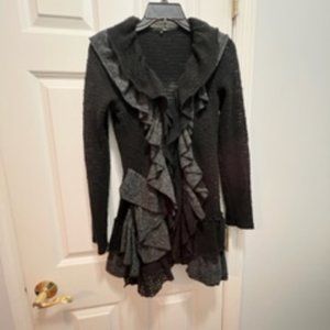 Ryu  Anthropologie small ruffle black and gray jacket